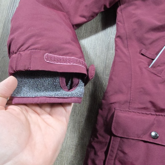 LANDS END Squall Waterproof Rain Jacket Womens Small Maroon Hooded Fleece Lined - Picture 3 of 12